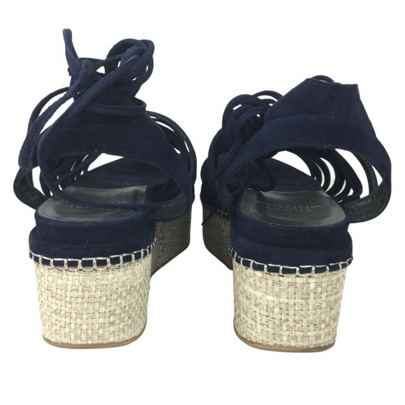 Stuart Weitzman Navy Lace-up Platform Sandals - Picture 11 of 13